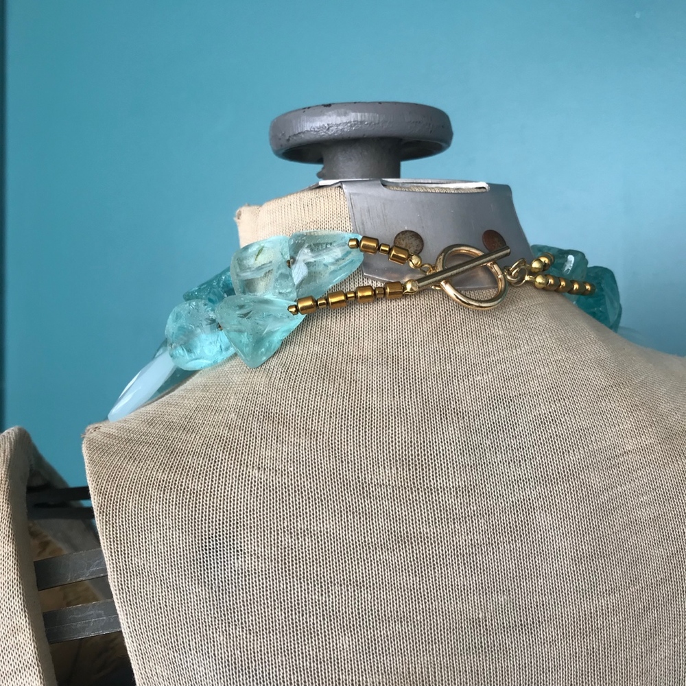 Mint Turquoise Chunky Collar Statement Necklace - image 7